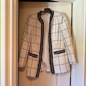 Alice and Olivia Elegant White and Black Tweed Jacket